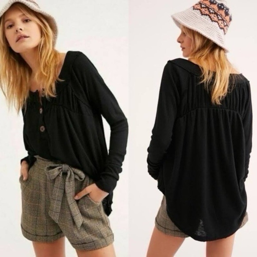 Free People We‎ The Free Thermal Tunic Top Size XS Must Have Henley Relaxed Fit